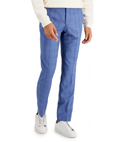 Hugo Boss Men's Modern-Fit Check Wool Suit Pants Blue $64.48 Pants