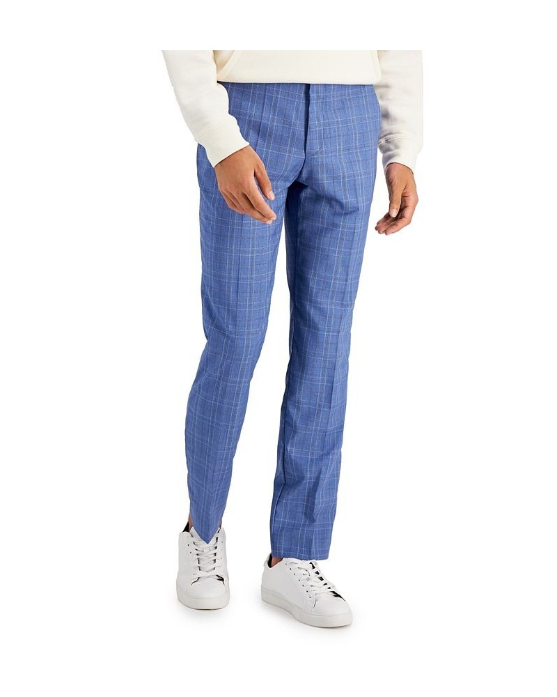 Hugo Boss Men's Modern-Fit Check Wool Suit Pants Blue $64.48 Pants