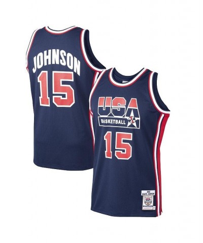 Men's Magic Johnson Navy USA Basketball Home 1992 Dream Team Authentic Jersey $72.85 Jersey