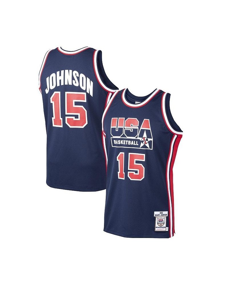 Men's Magic Johnson Navy USA Basketball Home 1992 Dream Team Authentic Jersey $72.85 Jersey