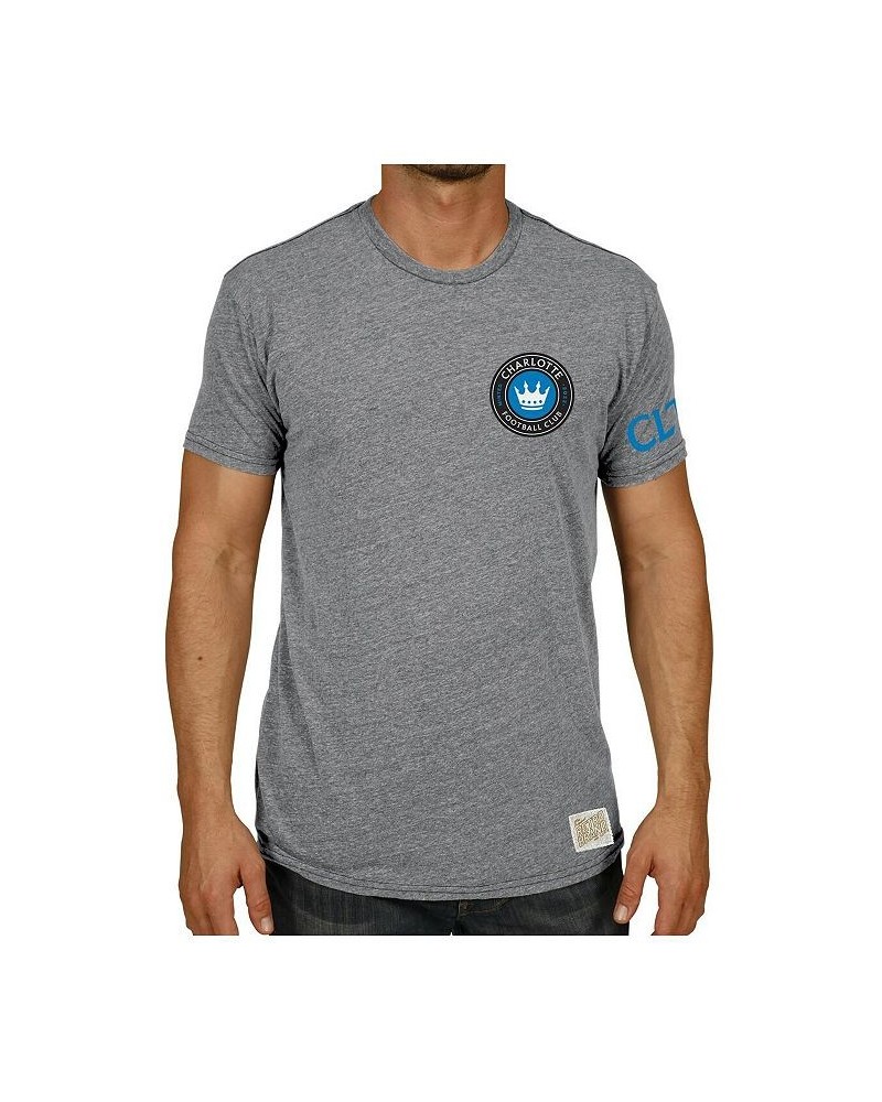 Men's Gray Charlotte FC Tri-Blend T-shirt $23.21 T-Shirts