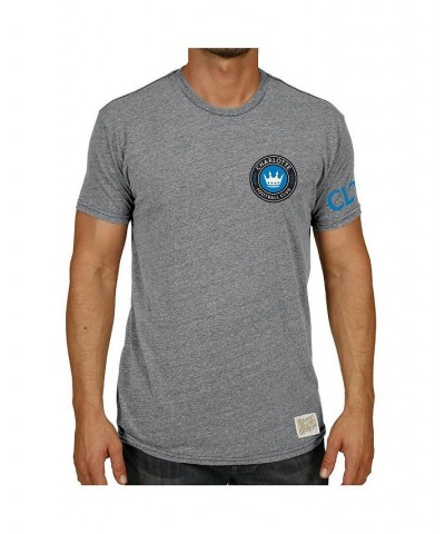 Men's Gray Charlotte FC Tri-Blend T-shirt $23.21 T-Shirts