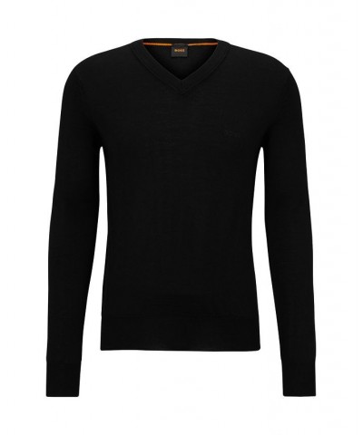 BOSS Men's Regular-Fit Wool V-Neck Sweater Black $35.64 Sweaters