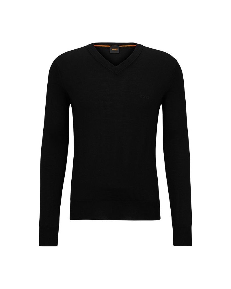 BOSS Men's Regular-Fit Wool V-Neck Sweater Black $35.64 Sweaters