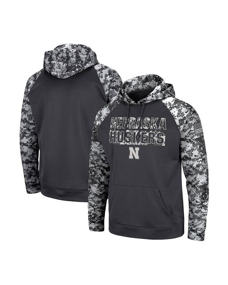 Men's Charcoal Nebraska Huskers OHT Military-Inspired Appreciation Digital Camo Pullover Hoodie $34.50 Sweatshirt