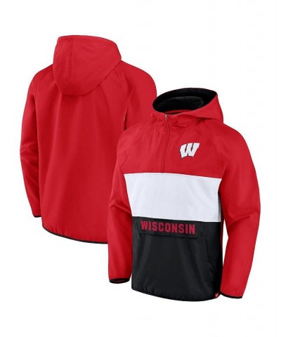 Men's Branded Red Wisconsin Badgers Victory On Raglan Quarter-Zip Hoodie $40.79 Sweatshirt