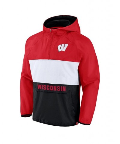 Men's Branded Red Wisconsin Badgers Victory On Raglan Quarter-Zip Hoodie $40.79 Sweatshirt