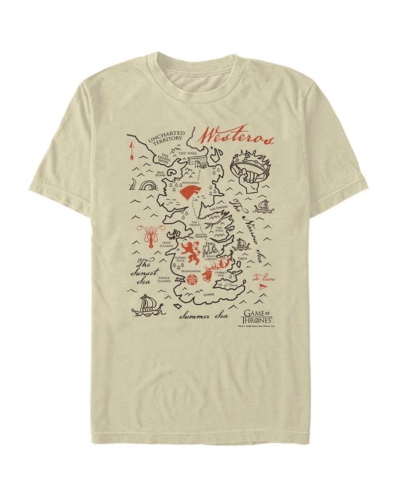 Men's Game of Thrones Simple Map Short Sleeve T-shirt Tan/Beige $16.45 T-Shirts