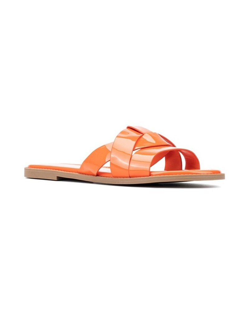 Women's Tiana Wide Width Flats Orange $29.02 Shoes