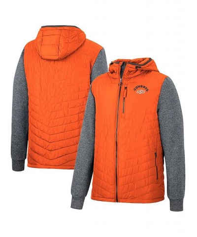 Men's Orange, Charcoal Oklahoma State Cowboys Course Herringbone Full-Zip Hoodie $43.20 Jackets