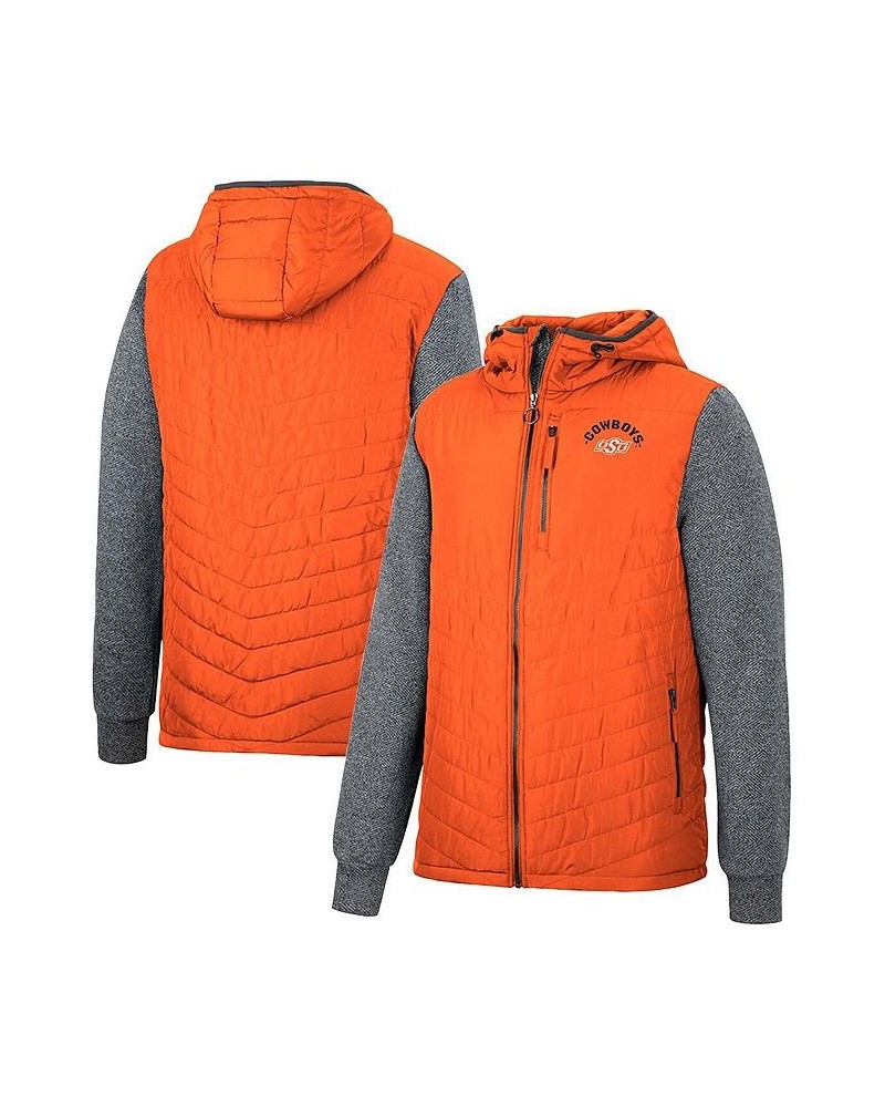 Men's Orange, Charcoal Oklahoma State Cowboys Course Herringbone Full-Zip Hoodie $43.20 Jackets