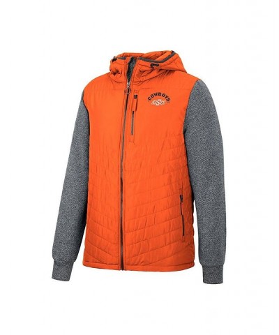 Men's Orange, Charcoal Oklahoma State Cowboys Course Herringbone Full-Zip Hoodie $43.20 Jackets