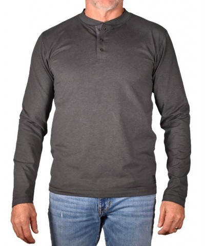 Men's Modern Fit Stretch Jersey Henley T-shirt Gray $29.70 T-Shirts