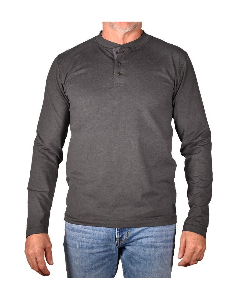 Men's Modern Fit Stretch Jersey Henley T-shirt Gray $29.70 T-Shirts