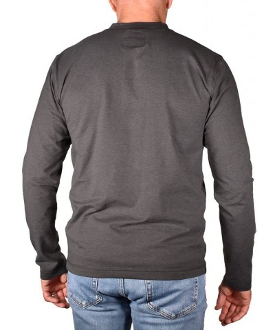 Men's Modern Fit Stretch Jersey Henley T-shirt Gray $29.70 T-Shirts