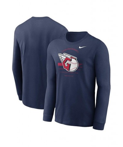 Men's Navy Cleveland Guardians Over Arch Performance Long Sleeve T-shirt $24.50 T-Shirts