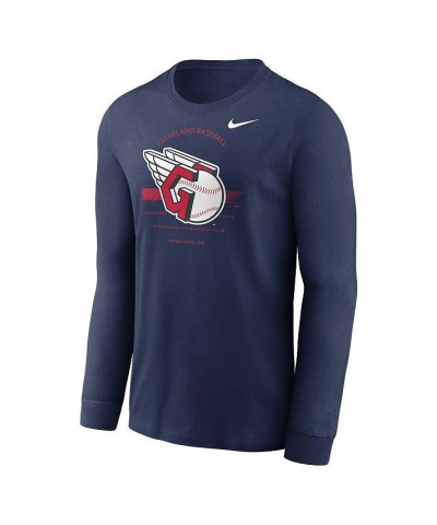 Men's Navy Cleveland Guardians Over Arch Performance Long Sleeve T-shirt $24.50 T-Shirts