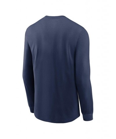 Men's Navy Cleveland Guardians Over Arch Performance Long Sleeve T-shirt $24.50 T-Shirts