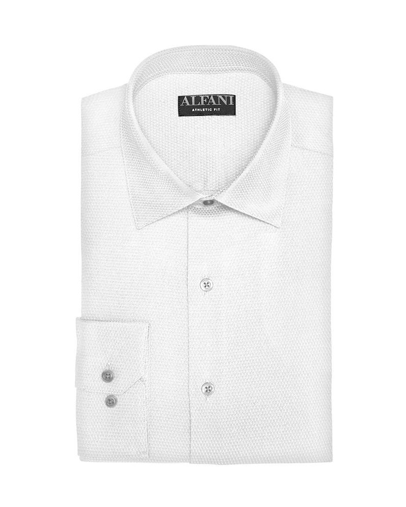 Alfani Men's Athletic Fit Performance Stretch Step Twill Textured Dress Shirt White $20.40 Dress Shirts