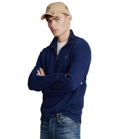 Men's Estate-Rib Cotton Quarter-Zip Pullover Blue $31.16 Sweaters