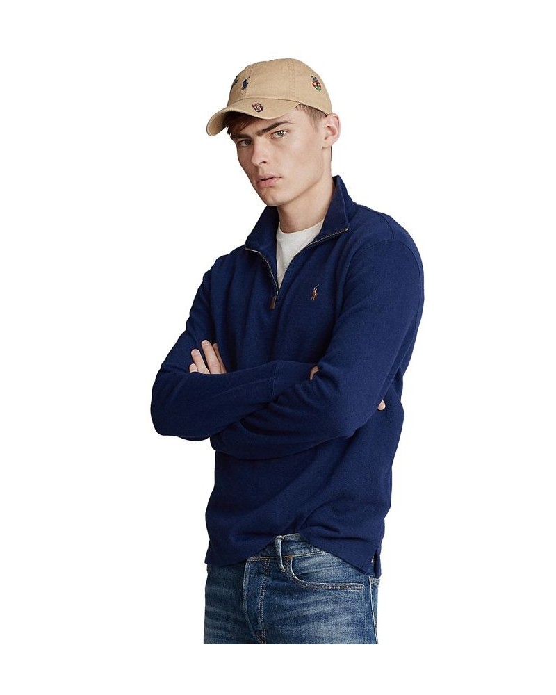 Men's Estate-Rib Cotton Quarter-Zip Pullover Blue $31.16 Sweaters