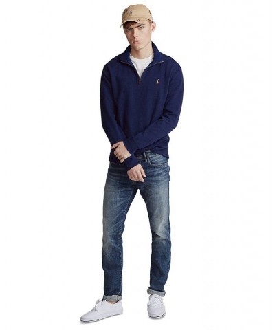 Men's Estate-Rib Cotton Quarter-Zip Pullover Blue $31.16 Sweaters