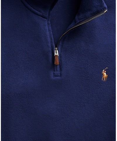 Men's Estate-Rib Cotton Quarter-Zip Pullover Blue $31.16 Sweaters