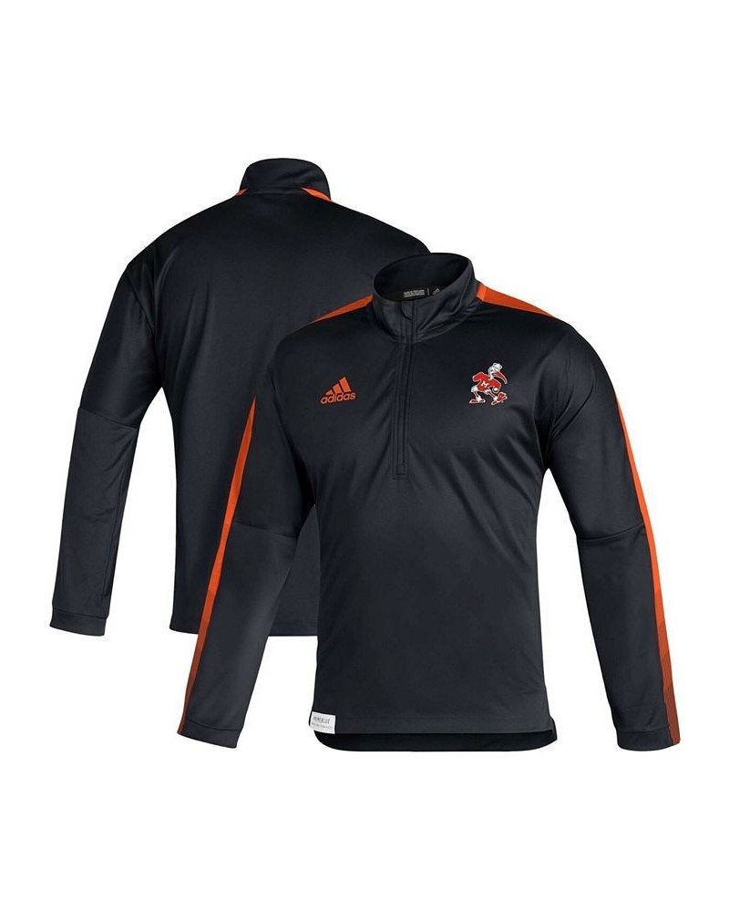 Men's Black Miami Hurricanes 2021 Sideline Primeblue Quarter-Zip Jacket $34.97 Jackets