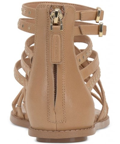 Dirrazo Studded Strappy Flat Sandals Tan/Beige $57.60 Shoes