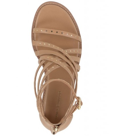 Dirrazo Studded Strappy Flat Sandals Tan/Beige $57.60 Shoes