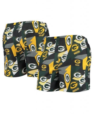 Men's Green and Gold Green Bay Packers Geo Print Swim Trunks $25.20 Swimsuits