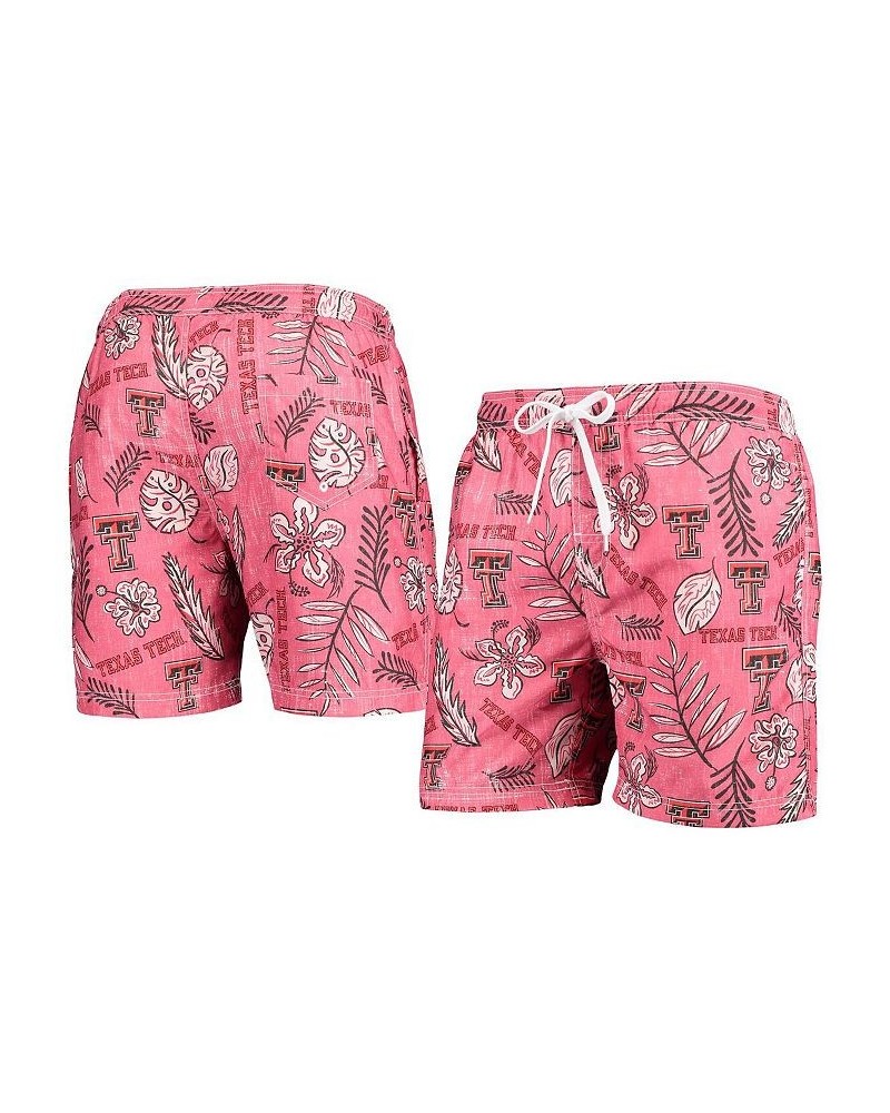 Men's Red Texas Tech Red Raiders Vintage-Inspired Floral Swim Trunks $37.09 Swimsuits