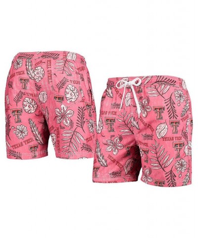 Men's Red Texas Tech Red Raiders Vintage-Inspired Floral Swim Trunks $37.09 Swimsuits