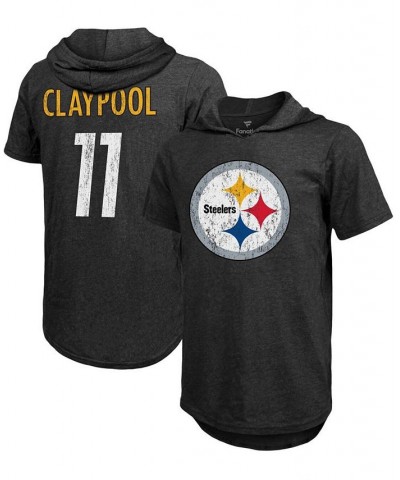 Men's Chase Claypool Heathered Black Pittsburgh Steelers Name Number Tri-Blend Hoodie T-shirt $24.48 T-Shirts