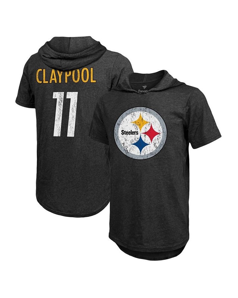 Men's Chase Claypool Heathered Black Pittsburgh Steelers Name Number Tri-Blend Hoodie T-shirt $24.48 T-Shirts