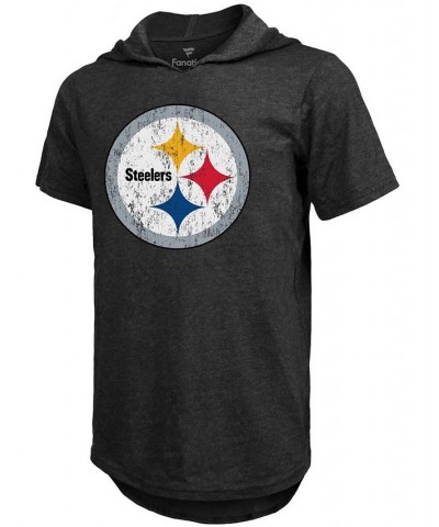 Men's Chase Claypool Heathered Black Pittsburgh Steelers Name Number Tri-Blend Hoodie T-shirt $24.48 T-Shirts