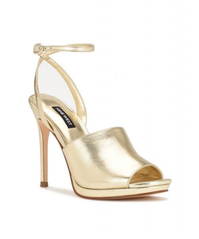 Women's Limbery Peep Toe Ankle Strap Sandals Yellow $33.79 Shoes