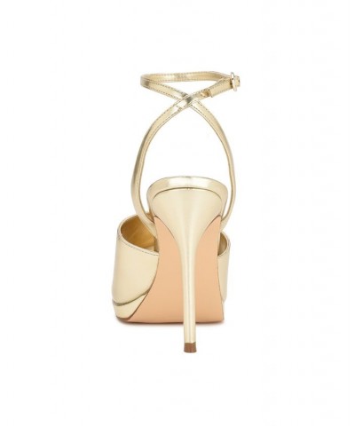 Women's Limbery Peep Toe Ankle Strap Sandals Yellow $33.79 Shoes