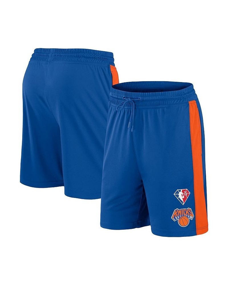 Men's Branded Blue, Orange New York Knicks 75th Anniversary Downtown Performance Practice Shorts $16.92 Shorts