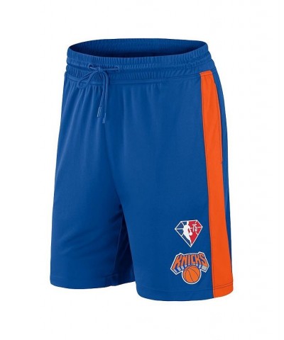 Men's Branded Blue, Orange New York Knicks 75th Anniversary Downtown Performance Practice Shorts $16.92 Shorts