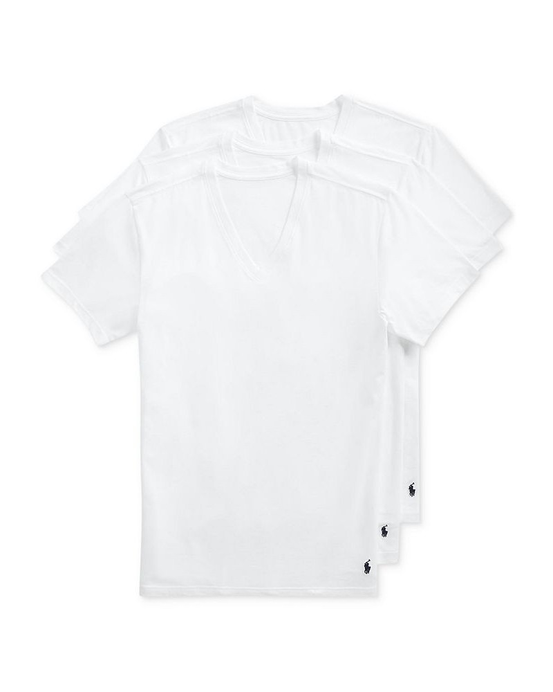 Men's 3-Pk. Slim-Fit Stretch V-Neck Undershirts White $30.25 Undershirt