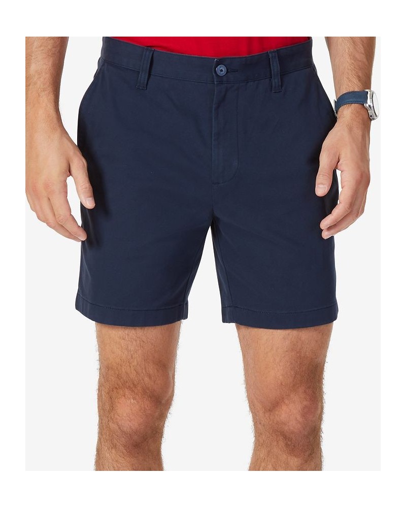 Men's Classic-Fit Stretch Flat-Front 6" Chino Deck Shorts Blue $29.19 Shorts