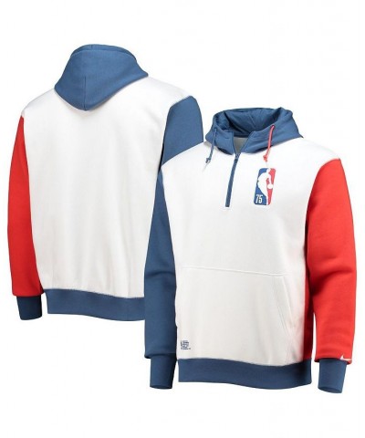 Men's White and Blue NBA Team 31 75th Anniversary Courtside Fleece Half-Zip Hoodie $51.70 Sweatshirt