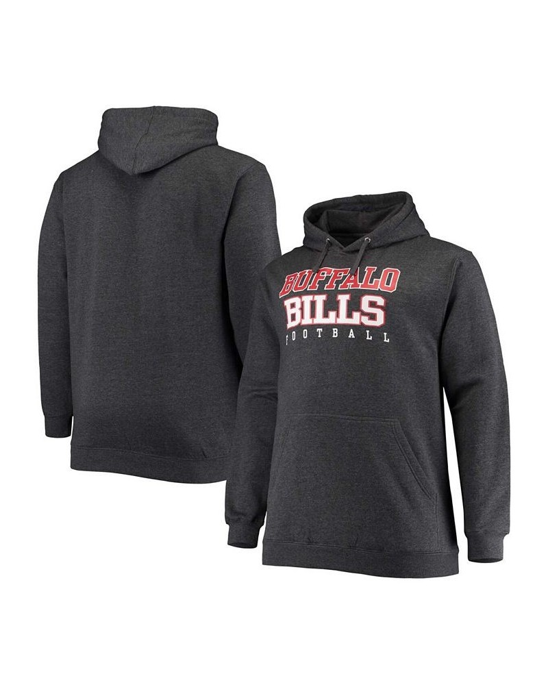 Men's Big and Tall Heathered Charcoal Buffalo Bills Practice Pullover Hoodie $29.76 Sweatshirt