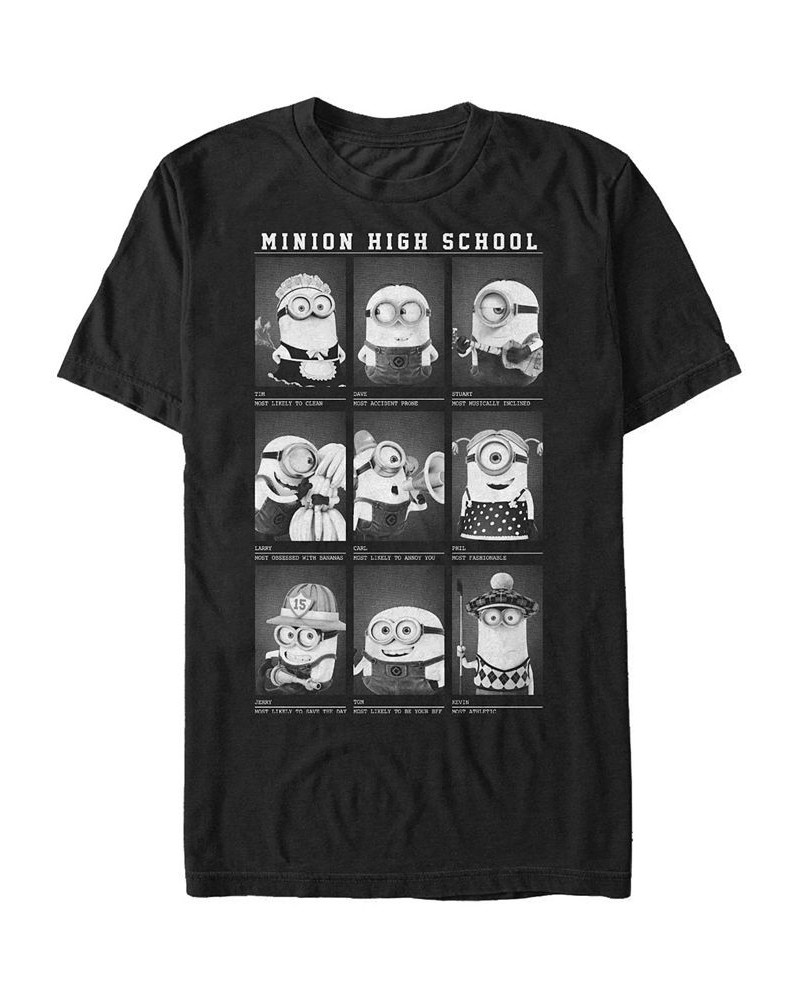 Minions Men's High School Photos Short Sleeve T-Shirt Black $17.84 T-Shirts