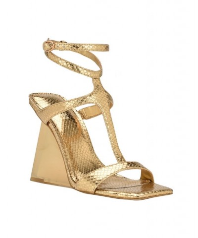 Women's Bacio Wedge Dress Sandals Gold $58.38 Shoes