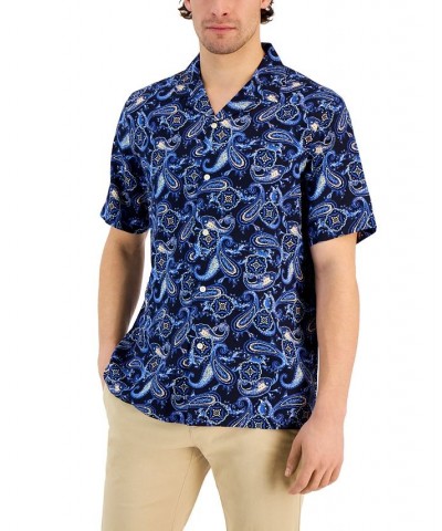 Men's Paisley Medallion Shirt Blue $14.40 Shirts