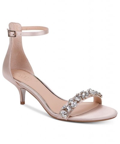 Women's Dash Kitten-Heel Evening Sandals Tan/Beige $46.87 Shoes