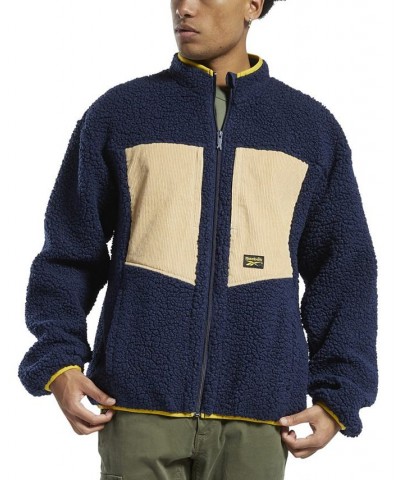 Men's Colorblocked Cord Sherpa-Fleece Jacket Blue $37.10 Jackets