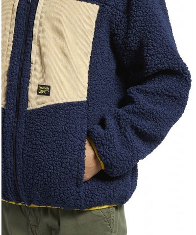 Men's Colorblocked Cord Sherpa-Fleece Jacket Blue $37.10 Jackets